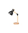 Tischlampe aus schwarzem Metall und Holz - 1,5 Meter Kabel, E27 Fassung, ohne Leuchtmittel