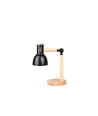 Tischlampe aus schwarzem Metall und Holz - 1,5 Meter Kabel, E27 Fassung, ohne Leuchtmittel