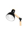 Tischlampe aus schwarzem Metall und Holz - 1,5 Meter Kabel, E27 Fassung, ohne Leuchtmittel