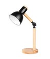 Tischlampe aus schwarzem Metall und Holz - 1,5 Meter Kabel, E27 Fassung, ohne Leuchtmittel