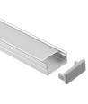 Aluprofil 18x8 für IP65 & IP68 LED-Strips - 1m, inkl. milchiger Abdeckung, Clips und Endkappen, eloxiert