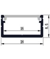 Aluprofil 18x8 für IP65 & IP68 LED-Strips - 1m, inkl. milchiger Abdeckung, Clips und Endkappen, eloxiert