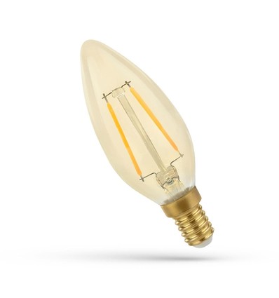 E14 2W LED-Kerzenlampe - C35, Filament, bernsteinfarbenes Glas, extra warm