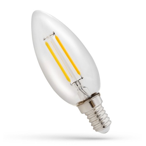 E14 1W LED-Kerzenlampe - C35, Filament, Klarglas