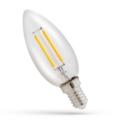 E14 1W LED-Kerzenlampe - C35, Filament, Klarglas