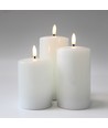 LED Stumpenkerzen, 3 Stk., Flammen-Effekt, weiß - Inkl Fernbedienung und Timer, 10/12,5/15cm hoch, Ø7,5cm, Echtwachs
