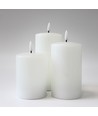 LED Stumpenkerzen, 3 Stk., Flammen-Effekt, weiß - Inkl Fernbedienung und Timer, 10/12,5/15cm hoch, Ø7,5cm, Echtwachs