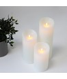 LED-Kerzen XL, 3 Stk, Ø10cm, 17,5/22,5/30cm, bewegliche Flamme, weiß