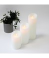 LED-Kerzen XL, 3 Stk, Ø10cm, 17,5/22,5/30cm, bewegliche Flamme, weiß