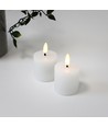 LED Blockkerzen, 2 Stk., Flammeneffekt, weiß - 5 cm hoch, Ø 5 cm, mit Fernbedienung, echtes Wachs