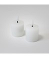 LED Blockkerzen, 2 Stk., Flammeneffekt, weiß - 5 cm hoch, Ø 5 cm, mit Fernbedienung, echtes Wachs