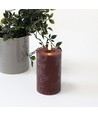 LED-Kerze 12,5cm, Schmelz-Optik, Flammeneffekt - Ø7,5cm, bordeauxrot