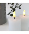 LED Blockkerzen, 2 Stück, Flammeneffekt, weiß - 7,5 cm hoch, Ø5 cm, mit Fernbedienung, echtes Wachs