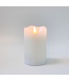 LED Stumpenkerze 12,5cm hoch, Flammen-Effekt, weiß - Ø7,5cm, 12,5cm hoch, funktioniert mit Fernbedienung, Timer, Echtwachs