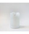 LED Stumpenkerze 12,5cm hoch, Flammen-Effekt, weiß - Ø7,5cm, 12,5cm hoch, funktioniert mit Fernbedienung, Timer, Echtwachs