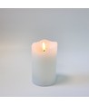LED Stumpenkerze 12,5cm hoch, Flammen-Effekt, weiß - Ø7,5cm, 12,5cm hoch, funktioniert mit Fernbedienung, Timer, Echtwachs
