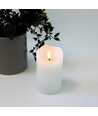 LED Stumpenkerze 12,5cm hoch, Flammen-Effekt, weiß - Ø7,5cm, 12,5cm hoch, funktioniert mit Fernbedienung, Timer, Echtwachs