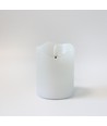 LED Stumpenkerze 10cm hoch, Flammen-Effekt, weiß - Ø7,5cm, 10cm hoch, funktioniert mit Fernbedienung, Timer, Echtwachs