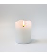 LED Stumpenkerze 10cm hoch, Flammen-Effekt, weiß - Ø7,5cm, 10cm hoch, funktioniert mit Fernbedienung, Timer, Echtwachs