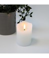 LED Stumpenkerze 10cm hoch, Flammen-Effekt, weiß - Ø7,5cm, 10cm hoch, funktioniert mit Fernbedienung, Timer, Echtwachs