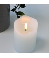 LED Stumpenkerze 10cm hoch, Flammen-Effekt, weiß - Ø7,5cm, 10cm hoch, funktioniert mit Fernbedienung, Timer, Echtwachs