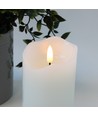 LED Stumpenkerze 15cm hoch, Flammen-Effekt, weiß - Ø7,5cm, 15cm hoch, funktioniert mit Fernbedienung, Timer, Echtwachs