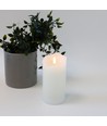 LED Stumpenkerze 15cm hoch, Flammen-Effekt, weiß - Ø7,5cm, 15cm hoch, funktioniert mit Fernbedienung, Timer, Echtwachs