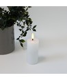LED Stumpenkerze 10cm hoch, Flammen-Effekt, weiß - Ø5cm, 10cm hoch, funktioniert m. Fernbedienung, Timer, Echtwachs