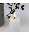 LED Stumpenkerze 10cm hoch, Flammen-Effekt, weiß - Ø5cm, 10cm hoch, funktioniert m. Fernbedienung, Timer, Echtwachs