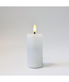 LED Stumpenkerze 10cm hoch, Flammen-Effekt, weiß - Ø5cm, 10cm hoch, funktioniert m. Fernbedienung, Timer, Echtwachs
