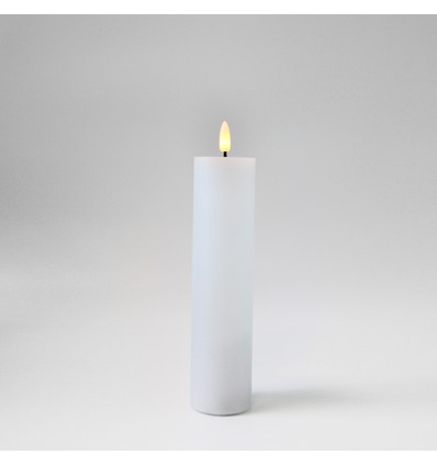 LED-Stumpenkerze 20cm, Flammeneffekt, Weiß - Ø5cm, Fernbedienung, Timer, Echtwachs