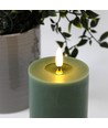 LED-Kerze 10cm, Schmelz-Optik, Flammeneffekt - Ø7,5cm, grün