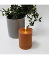 LED-Kerze 10cm, Schmelz-Optik, Flammeneffekt - Ø7,5cm, braun
