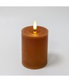 LED-Kerze 10cm, Schmelz-Optik, Flammeneffekt - Ø7,5cm, braun