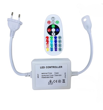 RGB 16x16 Neon-Flex-Controller mit Fernbedienung - Inkl. Endkappe, 230V, Memory-Funktion, Funksteuerung, max. 50 m