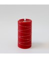 LED Stumpenkerze mit Lichterkette, 15cm hoch, Flammen-Effekt - Ø7,5cm, funktioniert m. Fernbedienung, Echtwachs, rot