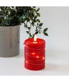 LED-Kerze mit Lichterkette, 10cm, Flammeneffekt - Ø7,5cm, rot