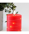 LED-Kerze mit Lichterkette, 12,5cm, Flammeneffekt - Ø7,5cm, rot