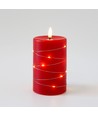 LED-Kerze mit Lichterkette, 12,5cm, Flammeneffekt - Ø7,5cm, rot