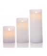 LED-Stumpenkerzen, 3er Set, Ø7,5cm, bewegliche Flamme, weiß - Inkl. Fernbedienung & Timer, 10/13/15cm hoch, Echtwachs