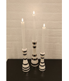 3er-Pack weiße LED Stabkerzen, Flammen-Effekt - Ø2,2cm, Höhe: 24,5cm, inkl. Fernbedienung, Timer