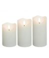 3er-Set LED-Kerzen 10cm, Flammeneffekt, weiß - Ø7,5cm