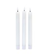 3er-Pack weiße LED Stabkerzen, Flammen-Effekt - Ø2,2cm, Höhe: 24,5cm, inkl. Fernbedienung, Timer, Batterie