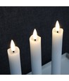 3er-Pack weiße LED Stabkerzen, Flammen-Effekt - Ø2,2cm, Höhe: 24,5cm, inkl. Fernbedienung, Timer