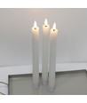 3er-Pack weiße LED Stabkerzen, Flammen-Effekt - Ø2,2cm, Höhe: 24,5cm, inkl. Fernbedienung, Timer