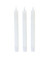 3er-Pack weiße LED Stabkerzen, Flammen-Effekt - Ø2,2cm, Höhe: 24,5cm, inkl. Fernbedienung, Timer