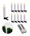 10er-Pack LED-Weihnachtskerzen inkl. Fernbedienung - Batterie, Timerfunktion, kabellos, Halter für Weihnachtsbaum