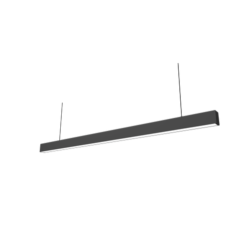 48W LED-Lichtleiste - 150cm, 120 lm/W, Schwarz, Deckenleuchte für Büro, inkl. Seilaufhängung