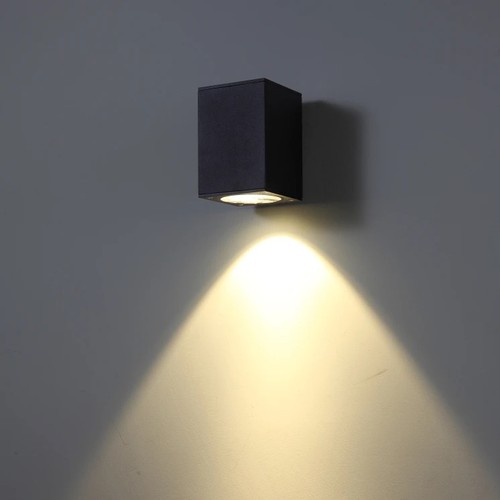3W Wandleuchte - IP65, schwarz, quadratisch, innen / außen, inkl. Leuchtmittel