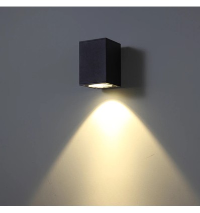3W Wandleuchte - IP65, schwarz, quadratisch, innen / außen, inkl. Leuchtmittel